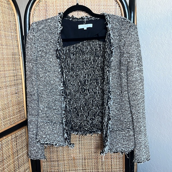 IRO Azure Striped Stretch Tweed Jacket in Black/Ecru - Picture 4 of 12